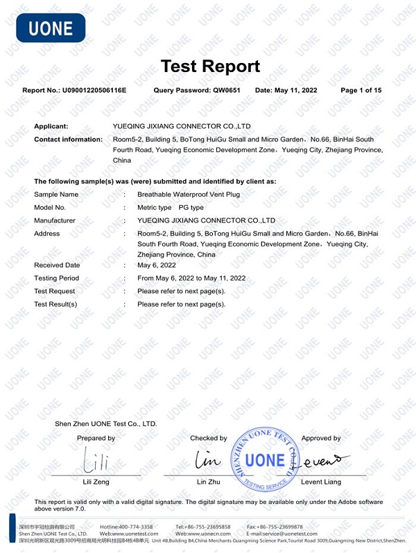 Certificate - China jixiang connector
